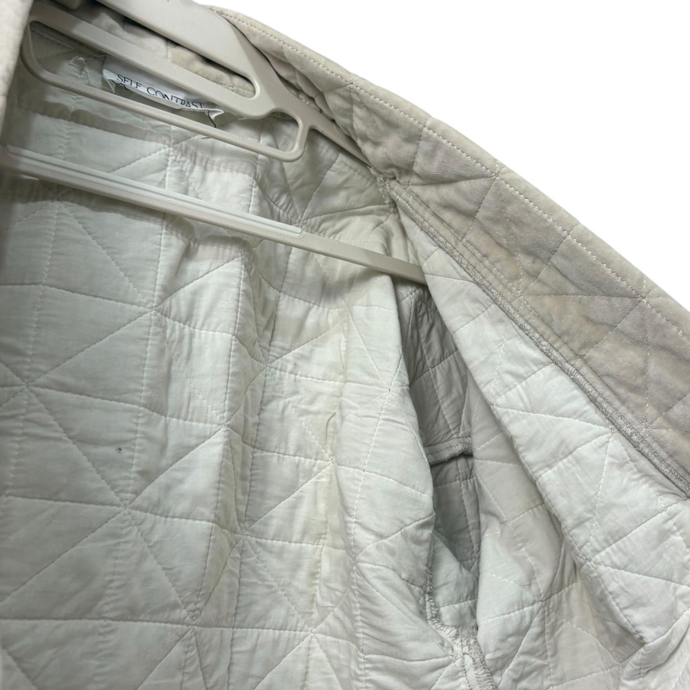 Self Contrast Made in USA Quilted Velvet Beige Kimono Style Jacket Oversized M - Picture 7 of 13